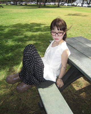 Polka Dot Bootcut Ribbed Pants