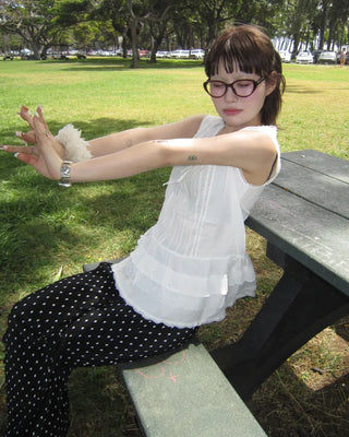 Polka Dot Bootcut Ribbed Pants
