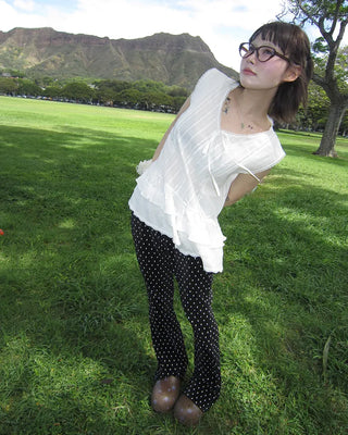 Polka Dot Bootcut Ribbed Pants