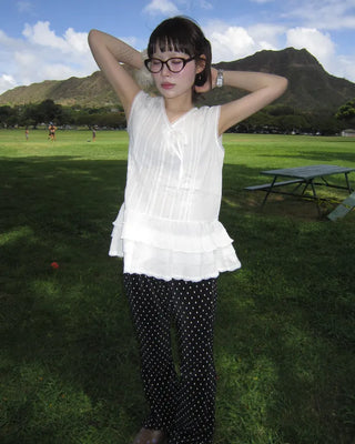 Polka Dot Bootcut Ribbed Pants