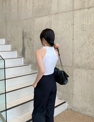 Shirred halter neck shirt (2 colors)