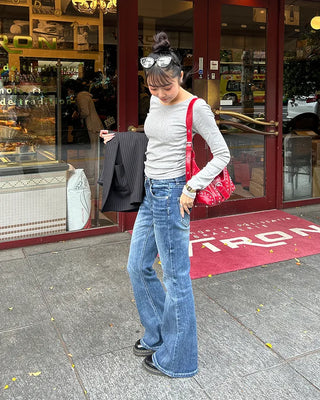 Unique Whisker Wash Flare Denim Pants