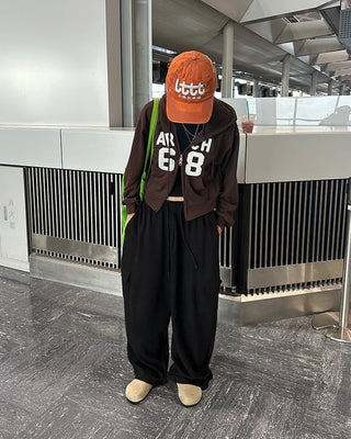 68 Patch Double Zip Cropped Hoodie