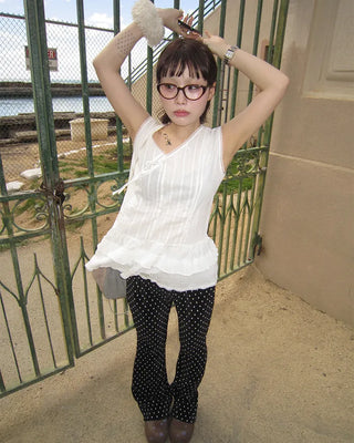 Polka Dot Bootcut Ribbed Pants