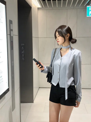 Tie jacket & blouse set