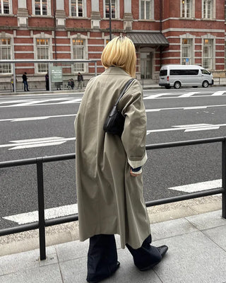 Striped Lined Single Trench Long Coat