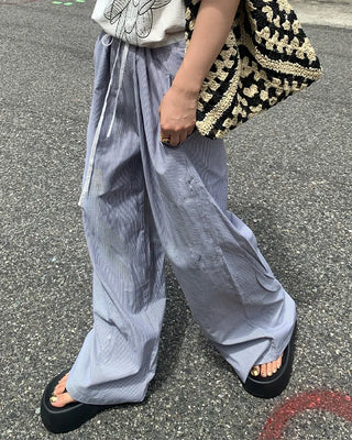 Two-tone striped string pants