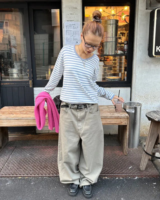 Flap hip pocket balloon cotton pants