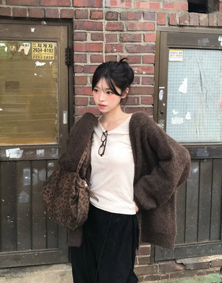 Angora V-neck cardigan
