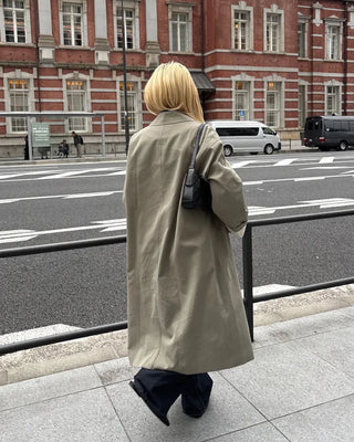 Striped Lined Single Trench Long Coat