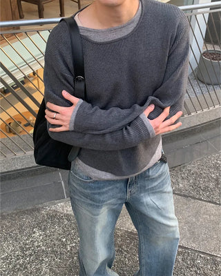 Ribbed Point Layered Knit