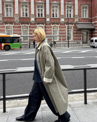 Striped Lined Single Trench Long Coat