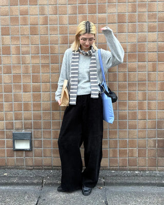 Striped Slim Knit Scarf