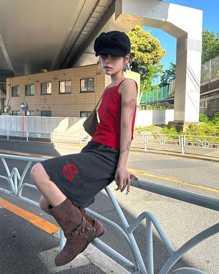 Rose Stitch Gauze Skirt