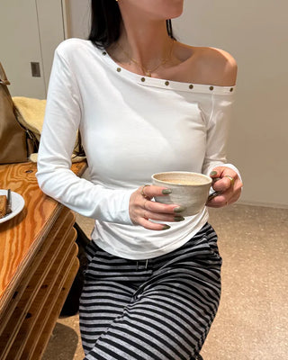 Striped elastic waist easy pants