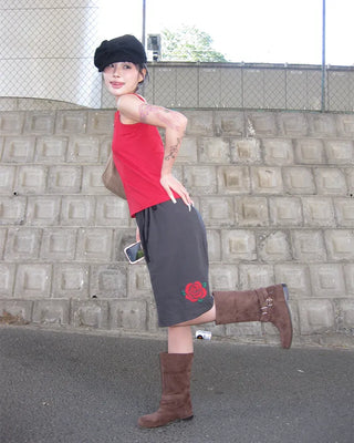Rose Stitch Gauze Skirt