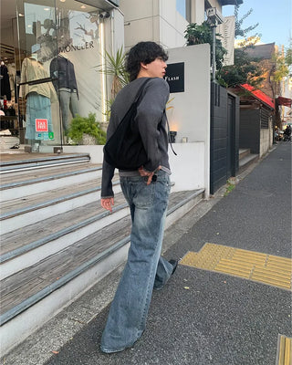 (Unisex) Vintage Wash Flare Denim Pants