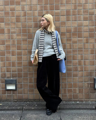 Striped Slim Knit Scarf