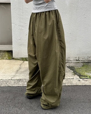 (Unisex) Nylon Wide-Leg Pants with Elastic Waistband