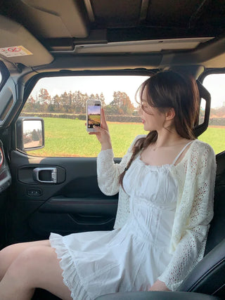 [Adjustable Straps] Lace Ribbon Camisole Dress