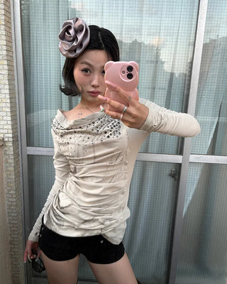 Satin flower brooch