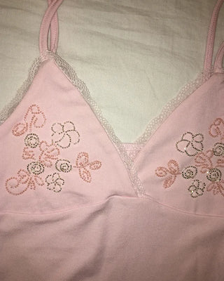 Flower bead lace V-neck camisole