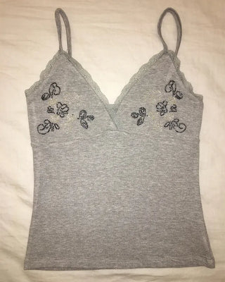Flower bead lace V-neck camisole