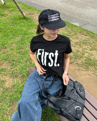 First Lettering Half T-Shirt