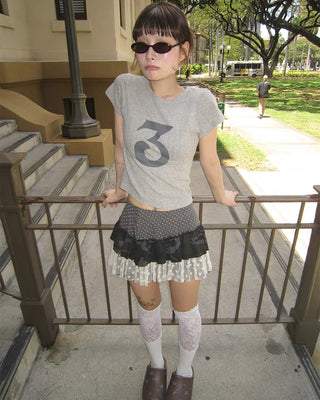 3 French Sleeve Cropped T-Shirt