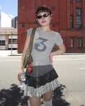 3 French Sleeve Cropped T-Shirt