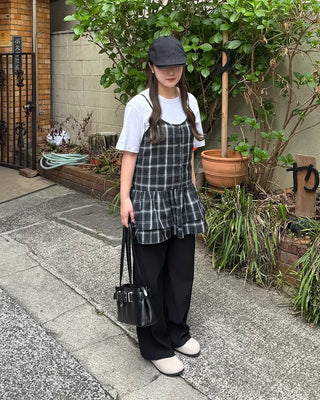 Checked sleeveless bustier