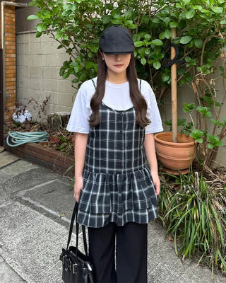 Checked sleeveless bustier