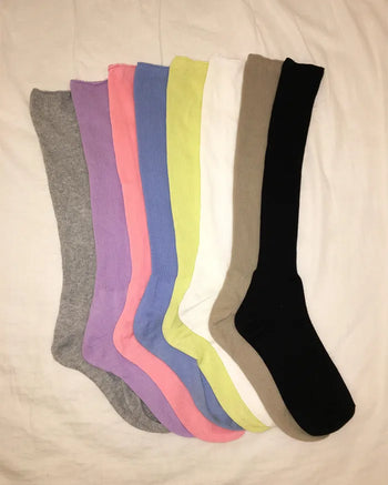 Simple summer ribbed knee-high socks