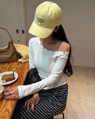 Stud One-Shoulder T-Shirt