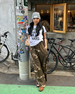 Camouflage Cut-Off Hem Easy Pants