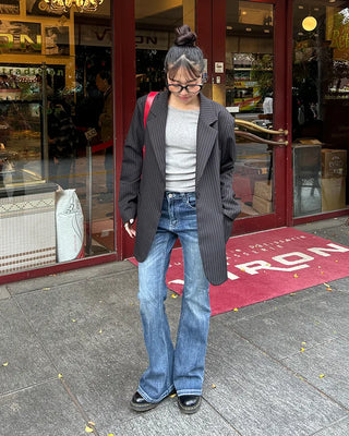 Unique Whisker Wash Flare Denim Pants