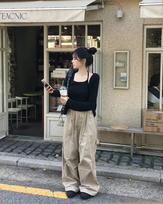 [2-way] Carpenter Tucked Wide Pants