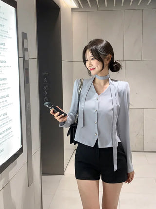 Tie jacket & blouse set