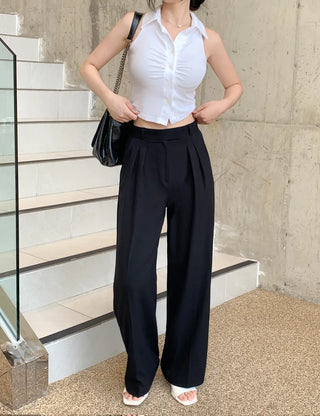 Buckle-tucked slacks (3 colors)