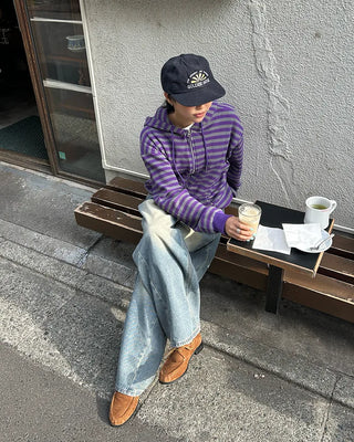 (Unisex) Tucked Wide Side Seam Washed Denim Pants