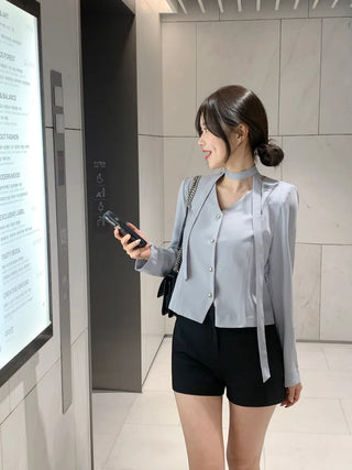 Tie jacket & blouse set