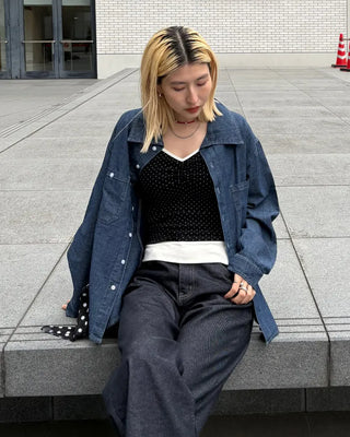 Double bust button pocket denim shirt