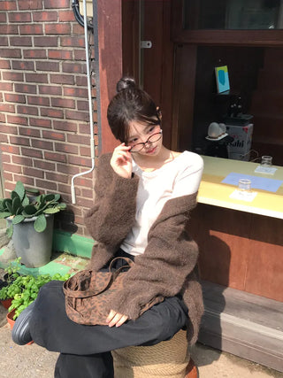 Angora V-neck cardigan