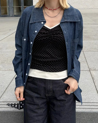 Double bust button pocket denim shirt