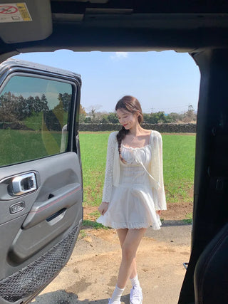 [Adjustable Straps] Lace Ribbon Camisole Dress