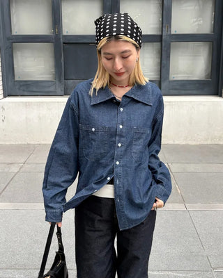 Double bust button pocket denim shirt