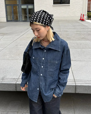 Simple polka dot cotton scarf