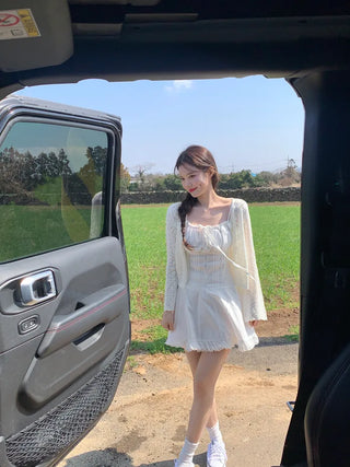 [Adjustable Straps] Lace Ribbon Camisole Dress