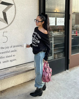 2-way neck lettering cut-off long cutsew