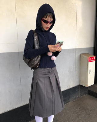 Pleated Asymmetrical Wrap Skirt